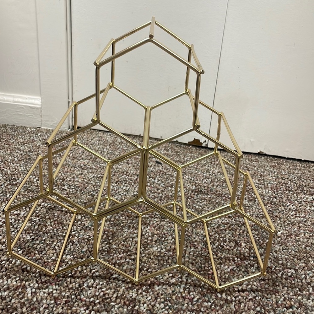 Urban Outfitters Gold Geometric Wine Rack